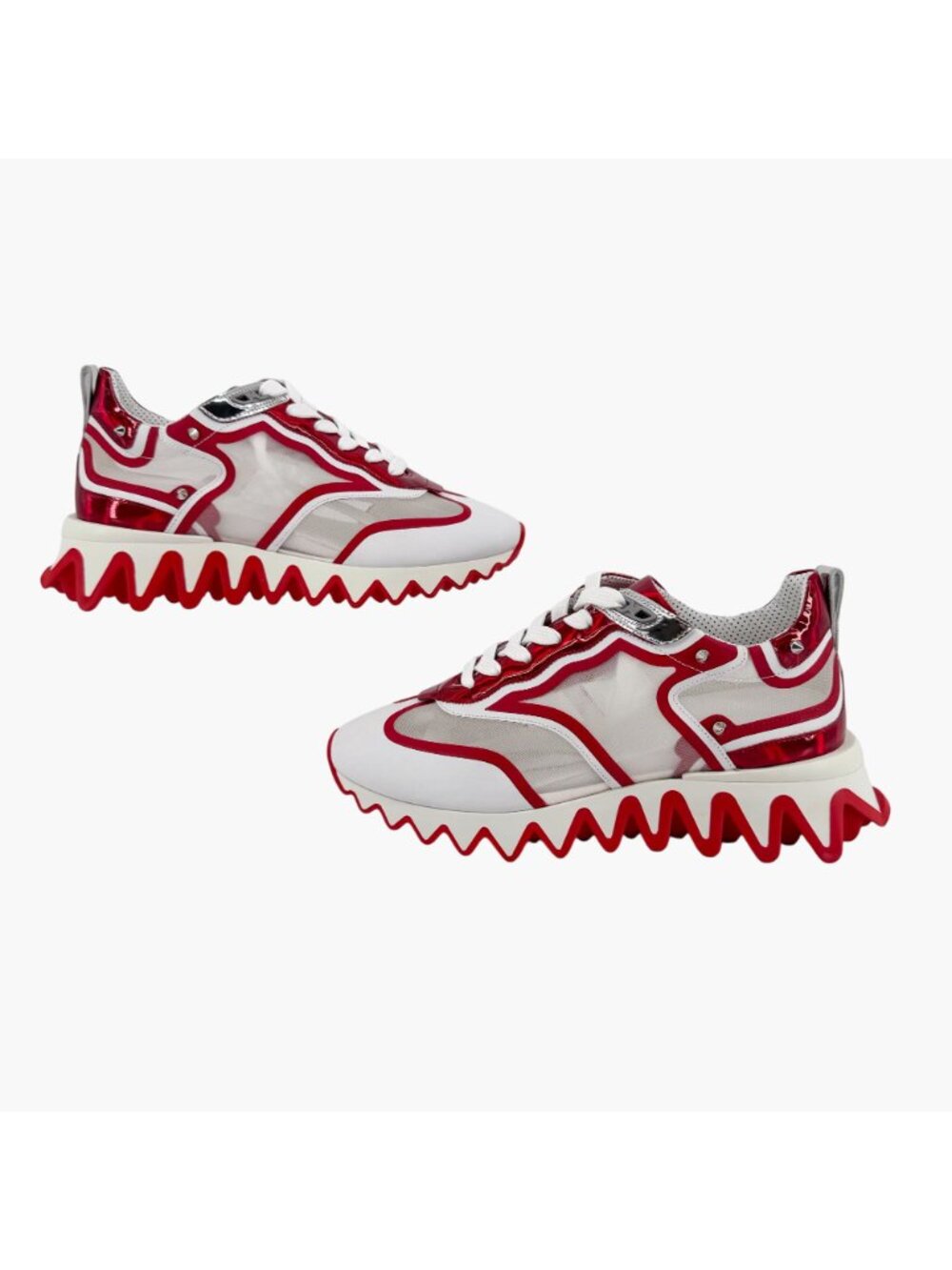 Christian Louboutin Sharkina White Mesh Red Sneakers Size 38.5 US 8.5 Women 6969 - Picture 9 of 15